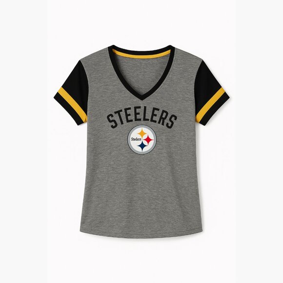 NFL Tops - NFL Pittsburgh Steelers Blocked V-Neck Tee